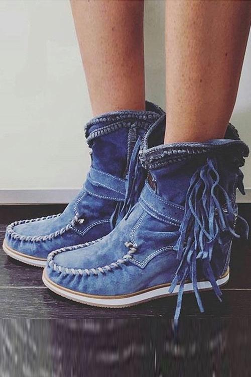 TS | Suede moccasin boots with fringes