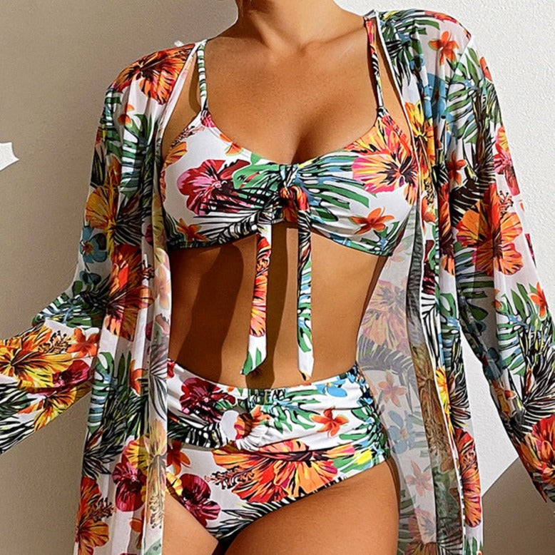 TS | 3-piece floral bikini with cover-up