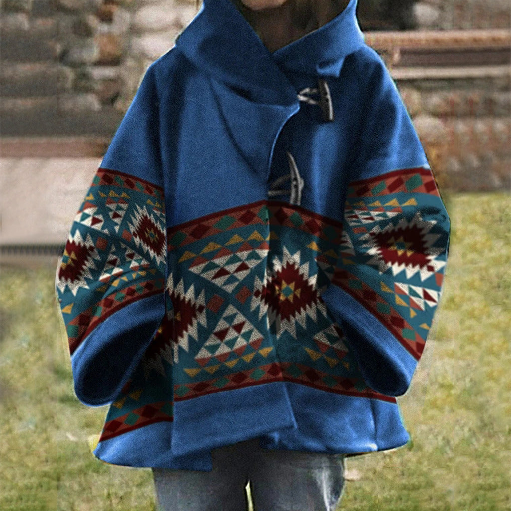 TS | Boho tribal patterned coat with hood