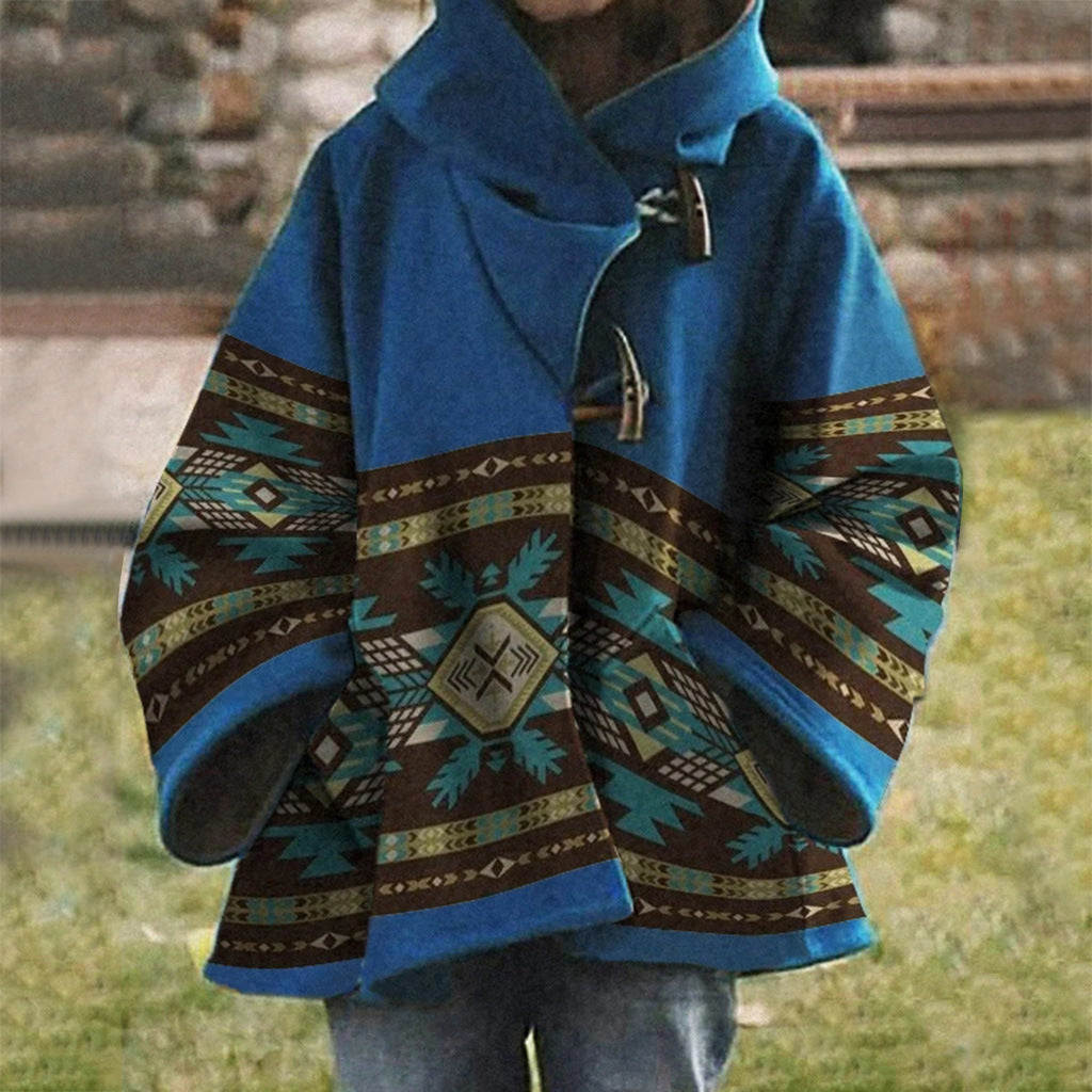 TS | Boho tribal patterned coat with hood