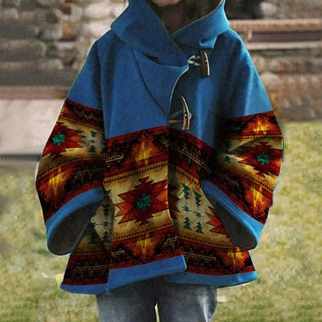 TS | Boho tribal patterned coat with hood