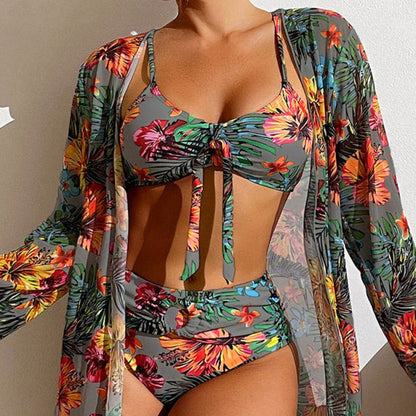 TS | 3-piece floral bikini with cover-up