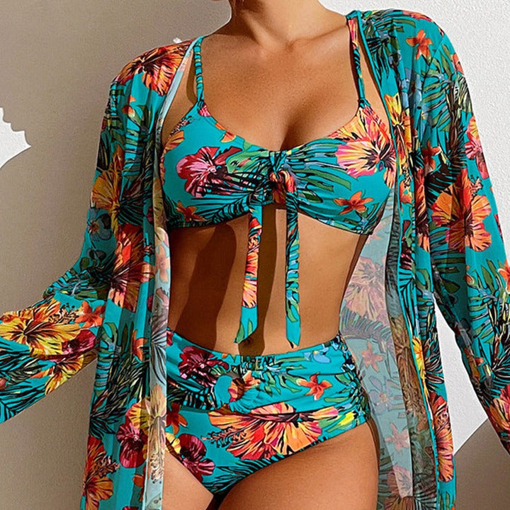 TS | 3-piece floral bikini with cover-up