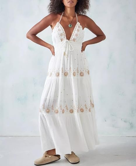 TS | Bohème embroidered maxi dress