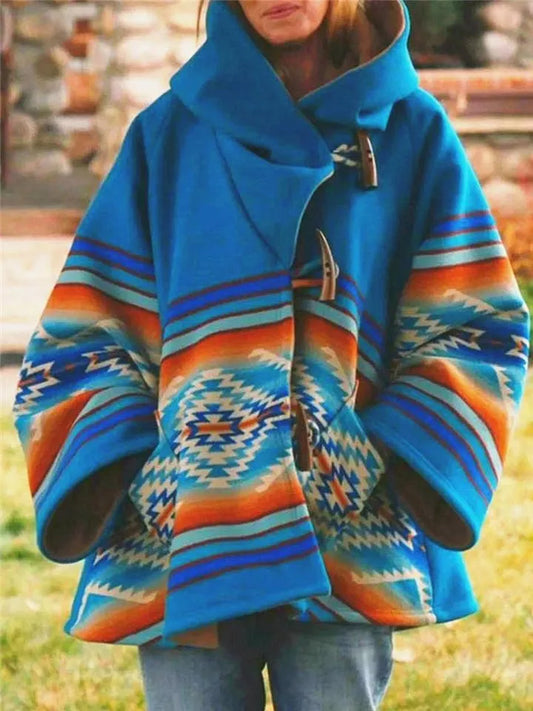 TS | Boho tribal patterned coat with hood