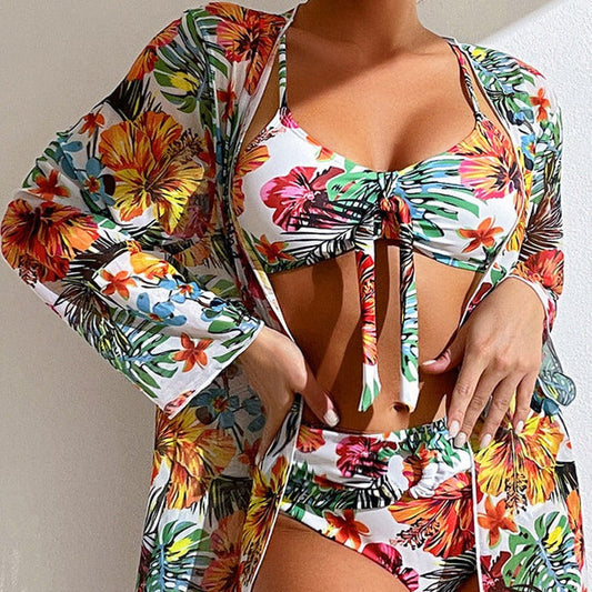 TS | 3-piece floral bikini with cover-up