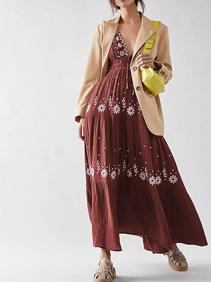 TS | Bohème embroidered maxi dress