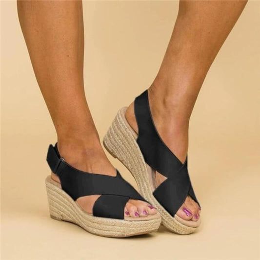 TS | wedge sandals with cross straps