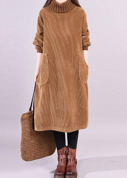 TS | Corduroy midi dress with turtleneck