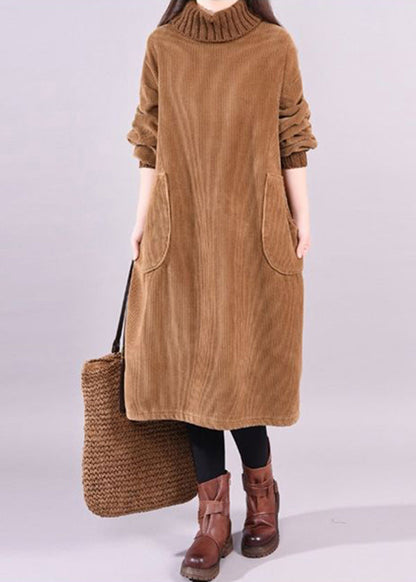 TS | Corduroy midi dress with turtleneck