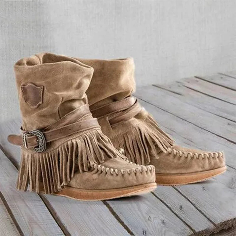 TS | Boho fringed moccasin boots