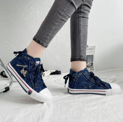 TS | Denim sneakers with white soles