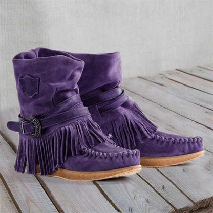 TS | Boho fringed moccasin boots