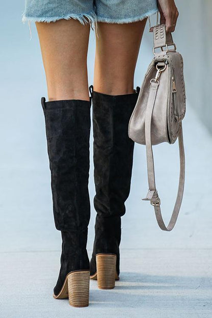 TS | Trendy knee-high suede boots