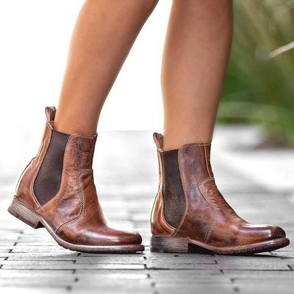 TS | Women's ankle boots in vintage-style leather