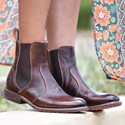 TS | Women's ankle boots in vintage-style leather