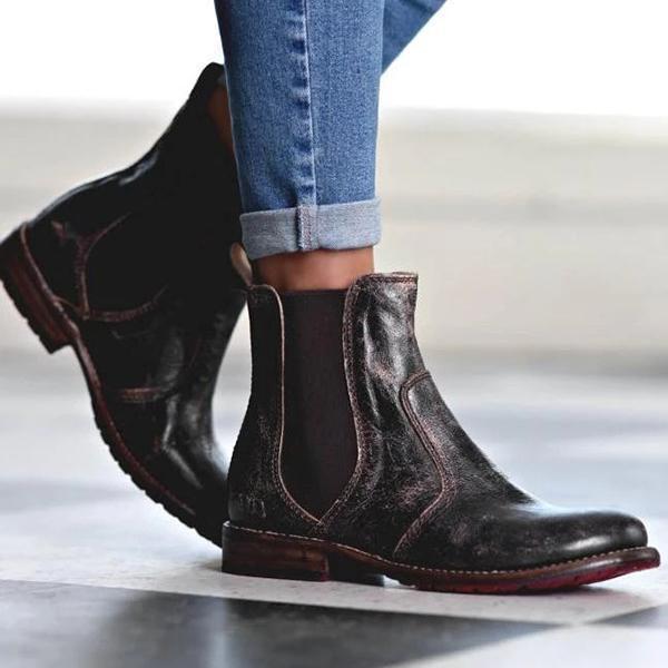 TS | Women's ankle boots in vintage-style leather