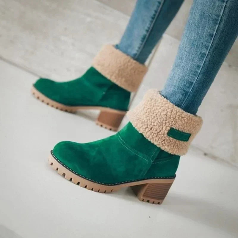 TS | Cozy fold-over ankle boots with chunky heel