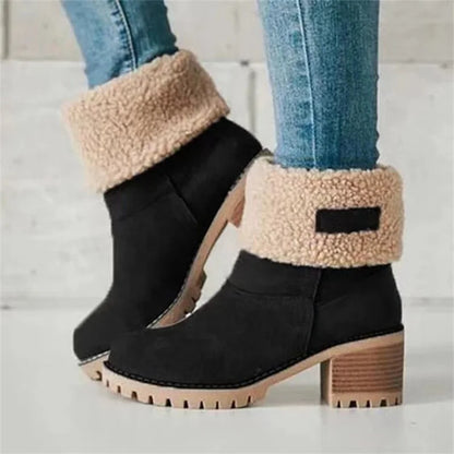 TS | Cozy fold-over ankle boots with chunky heel