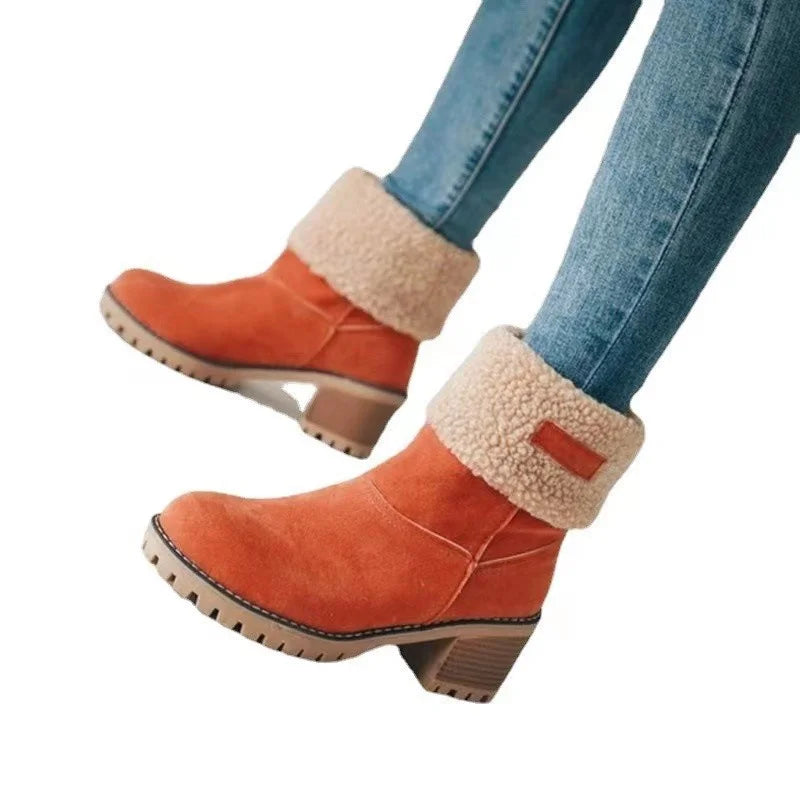 TS | Cozy fold-over ankle boots with chunky heel