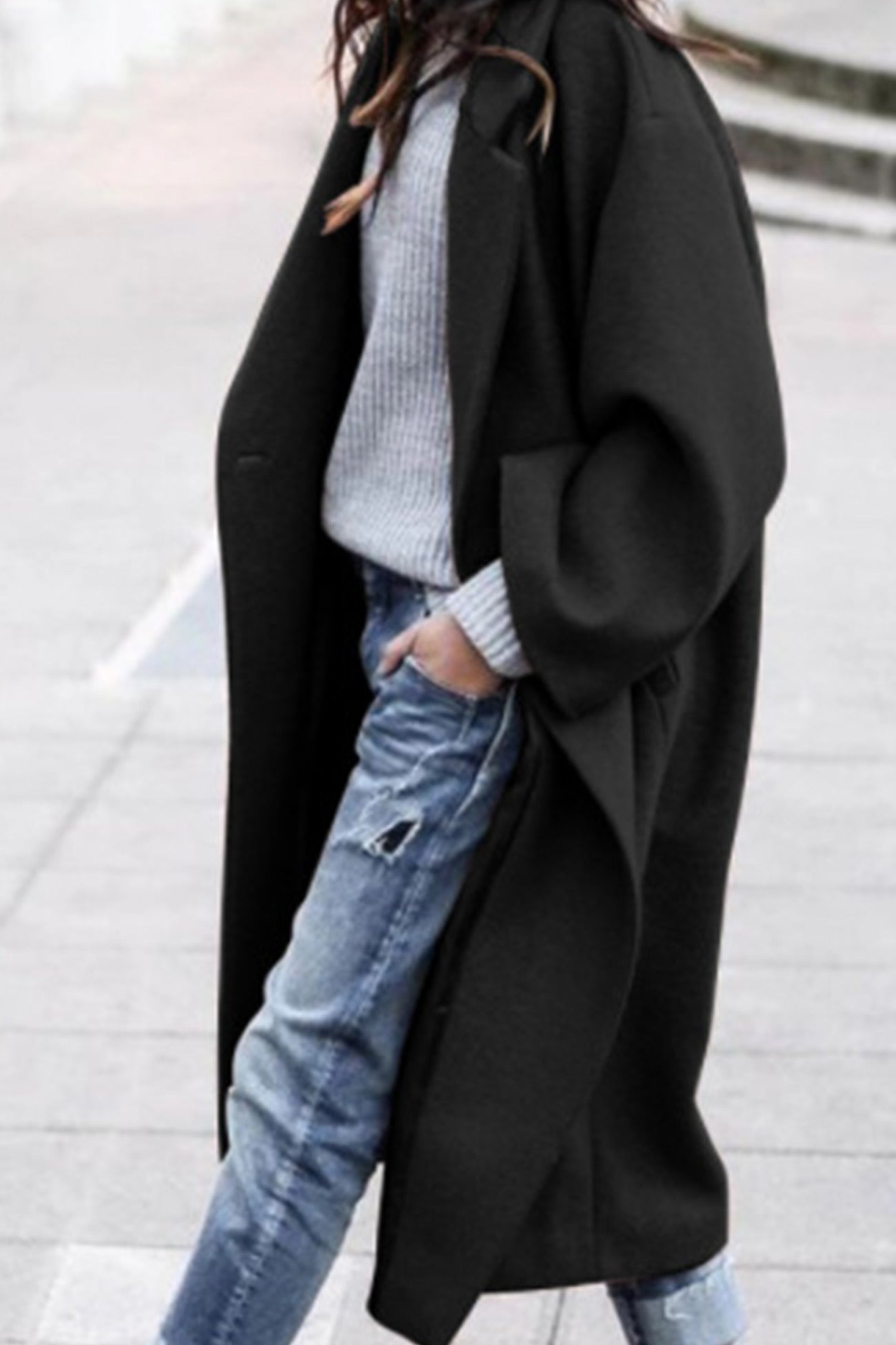 TS | Elegant coat with oversized lapels